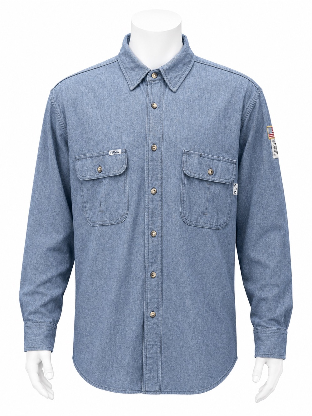 Tyndale FR Flame Resistant HRC Blue Long Arc Rated Men's Work Shirt USA Size XL